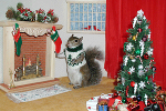 Sugar Bush Squirrel - Holiday by Fireplace